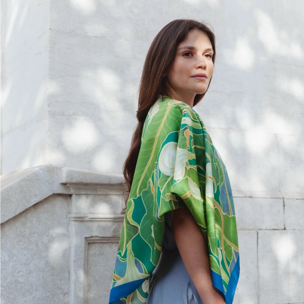 Vibrant Green and Blue Women's Scarf